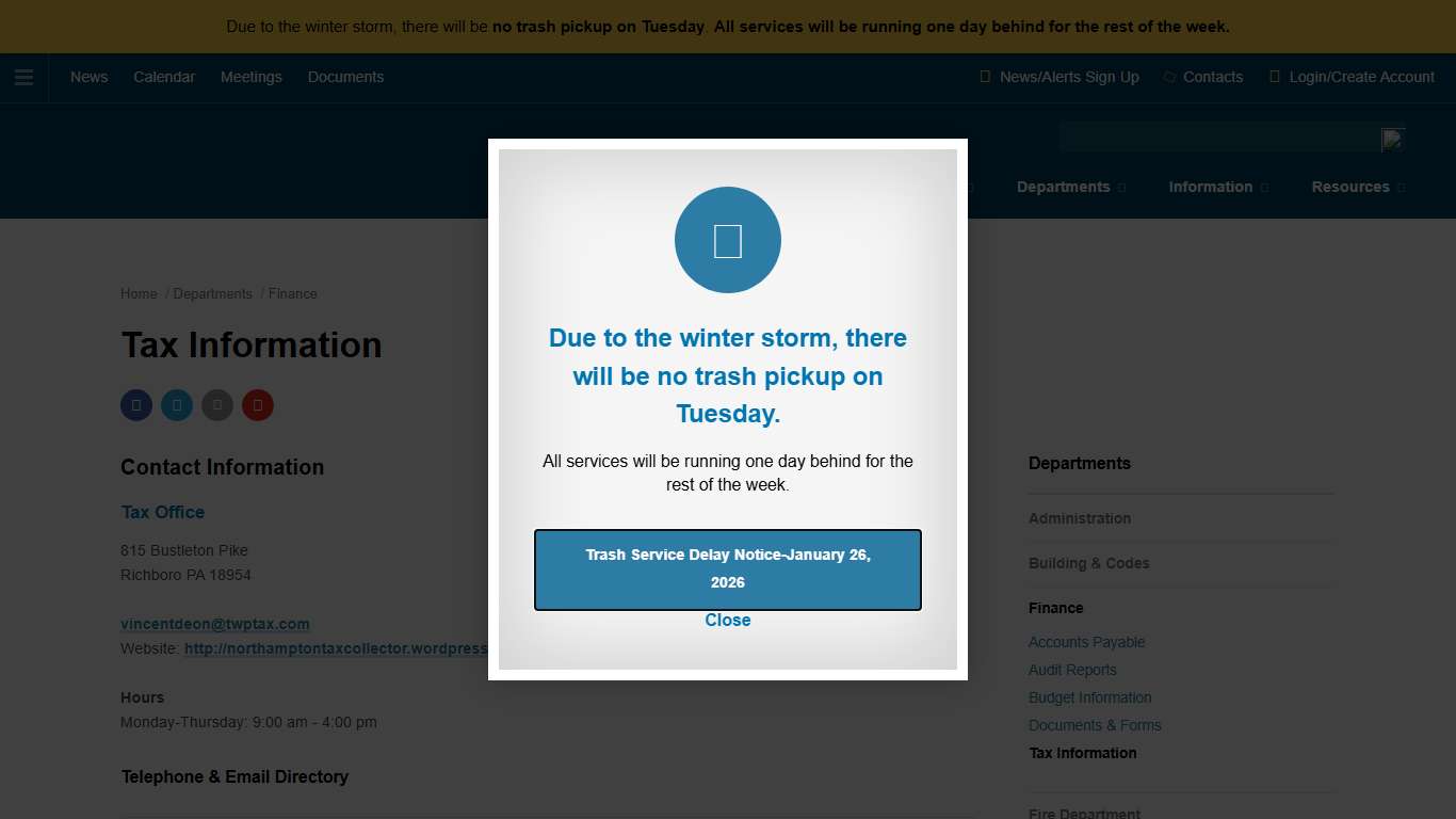 Tax Information Northampton Township